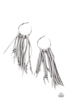 Paparazzi "No Place Like Homespun" Gray Leather Suede Tassel Post Earrings
