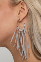 Paparazzi "No Place Like Homespun" Gray Leather Suede Tassel Post Earrings