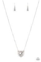 "Out of the Glittery Ness of your Heart" Silver White Rhinestone Halo Heart Necklace Set