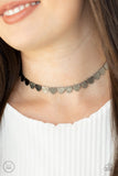 "Playing Heart to Get" Black Textured Heart Choker Necklace Set