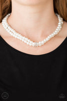 " Put on your Party Dress"  White Pearly Beads & Rhinestone Necklace Set