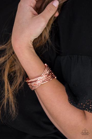" See a Pattern " Copper Metal High Polished Hammered Crisscross Cuff Bracelet