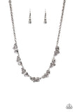 "Social Luster" Silver Metal White/Clear Rhinestone Cluster Necklace Set