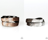Paparazzi "Under The SEQUINS" Rose Gold to Silver Sequins LEATHER Wrap Snap Bracelet