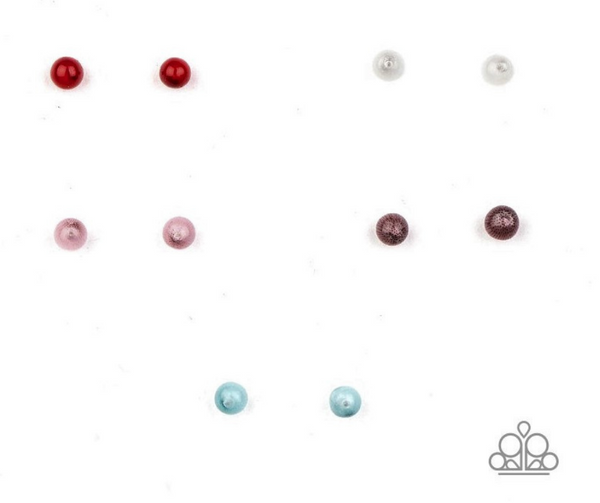 PAPARAZZI " STARLET SHIMMER " KIDS Glass Like Bead Earrings Multi Color Set of 5