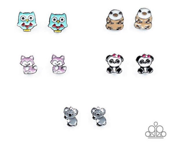 PAPARAZZI " STARLET SHIMMER " KIDS Wildlife Animal Earrings Multi Color Set of 5