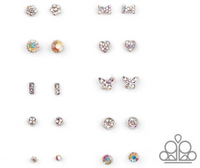 PAPARAZZI " STARLET SHIMMER " KIDS Iridescent Rhinestone Earrings Multi Shape Set of 5