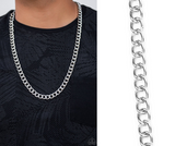 Paparazzi " Full Court " Men's Silver Classic Curb Chain Link Necklace