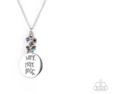 "Words To Live By" Silver Multi Oil Spill " WIFE MOM BOSS " Necklace Set