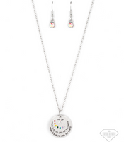 "Always Looking Up" Multi Silver Disc's Iridescent Rhinestone Exclusive Necklace Set