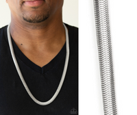 Paparazzi " Kingpin " Men's Sleek Silver Herringbone Chain Link Necklace