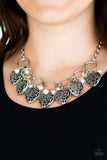 Paparazzi " Very Valentine " Silver Hearts & WHITE Pearls Stunning Necklace Set