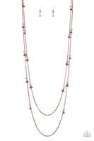 " Ultrawealthy " Copper Pearly & Copper Beaded Station Necklace Set