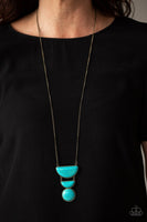 "Desert Mason" Brass Metal Blue Crackle Turquoise Necklace Set