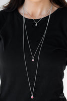Paparazzi " Crystal Chic " Silver Metal Pink Rhinestone Multi Layered Necklace Set