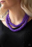 Paparazzi " Right as Rainforest " Purple Colored Double Wrapped Seed Bead Necklace Set