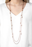 " Ultrawealthy " Copper Pearly & Copper Beaded Station Necklace Set