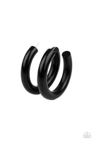 "I Wood Walk 500 Miles" Black Thick Hoop Wood Post Earrings