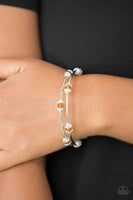 "Into Infinity" Silver & Orange Beaded Shimmer Flexible COIL bracelet