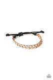 "Score" Men's Copper Metal Black Cord Slide Adjustable Bracelet